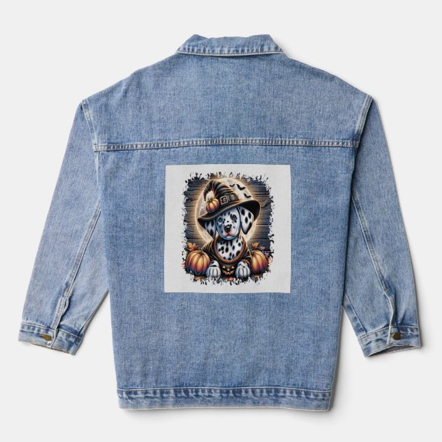 Dalmatian Dog Halloween Denim Jacket (Back)