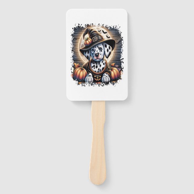 Dalmatian Dog Halloween Hand Fan (Front)