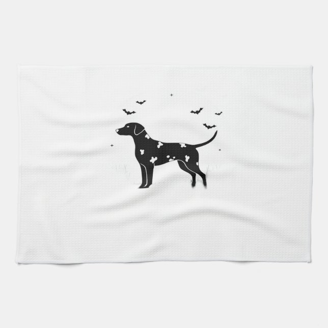Dalmatian Dog � Halloween Moon Silhouette Classic  Tea Towel (Horizontal)
