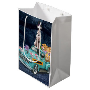 Dalmatian Dog Halloween Truck Scary Night  Medium Gift Bag