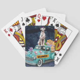 Dalmatian Dog Halloween Truck Scary Night Playing Cards