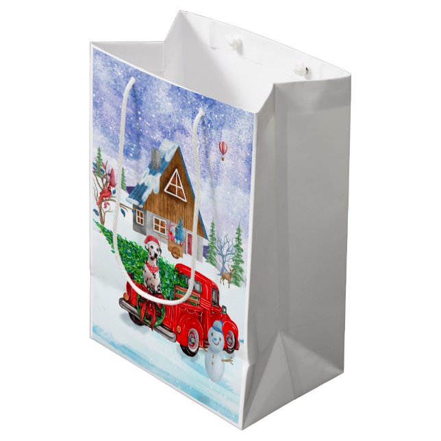 Dalmatian Dog In Christmas Delivery Truck Snow  Medium Gift Bag (Front Angled)