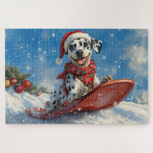 Dalmatian Dog in Sledge Let it Snow Christmas Jigsaw Puzzle