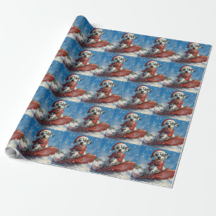 Dalmatian Dog in Sledge Let it Snow Christmas Wrapping Paper