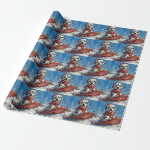 Dalmatian Dog in Sledge Let it Snow Christmas Wrapping Paper