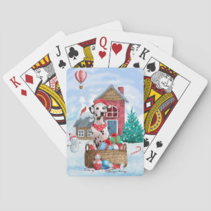 Dalmatian Dog In snow Christmas Dog House Playing Cards