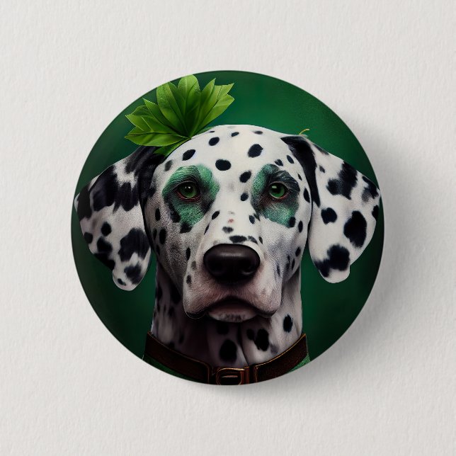 Dalmatian Dog in St. Patrick's Day Dress 6 Cm Round Badge (Front)
