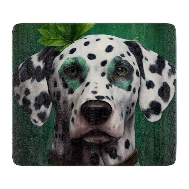 Dalmatian Dog in St. Patrick's Day Dress Cutting Board (Front)
