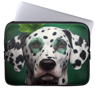 Dalmatian Dog in St. Patrick's Day Dress Laptop Sleeve
