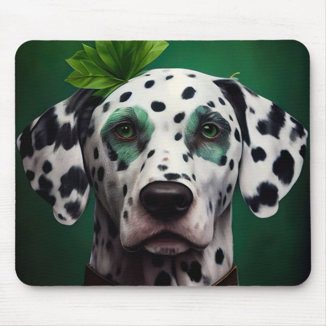 Dalmatian Dog in St. Patrick's Day Dress Mouse Mat (Front)