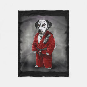 Dalmatian Dog Judo Karate Master In Red Judogi Fleece Blanket
