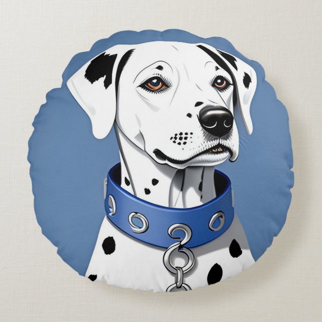 Dalmatian Dog Lover Home Décor Gift Idea Round Cushion (Front)