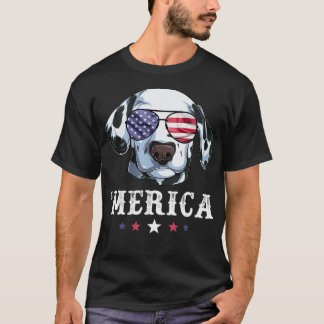 Dalmatian Dog Merica 4th of July American Flag USA T-Shirt