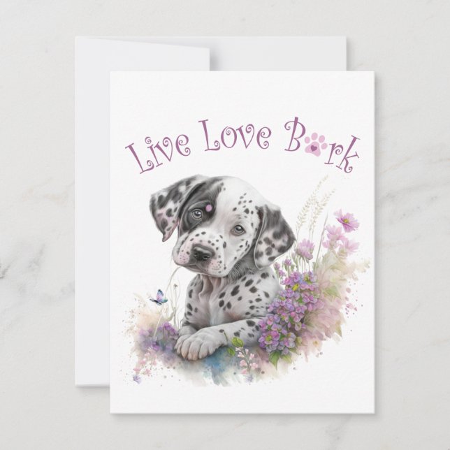 Dalmatian Dog Mum Floral Card (Front)