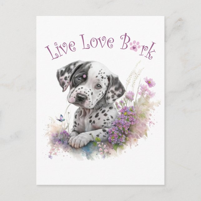 Dalmatian Dog Mum Floral Postcard (Front)