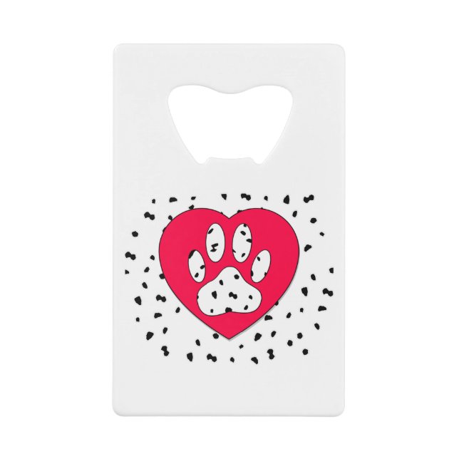 Dalmatian Dog Paw Print In Red Heart (Front)
