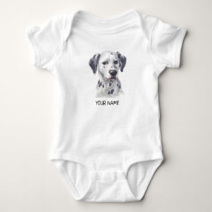 Dalmatian Dog Pet Watercolor Baby Bodysuit