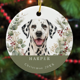 Dalmatian Dog Picture Watercolor Christmas Ceramic Tree Decoration