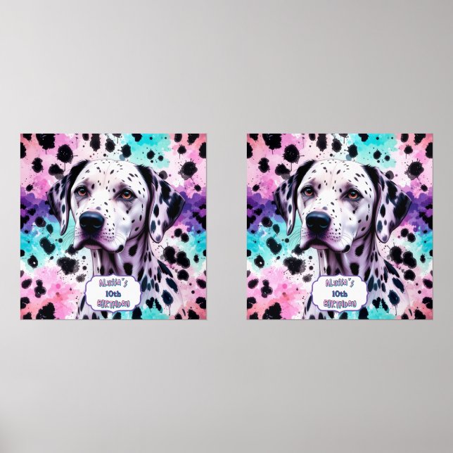 Dalmatian Dog Pink Purple Turquoise Birthday (Front)