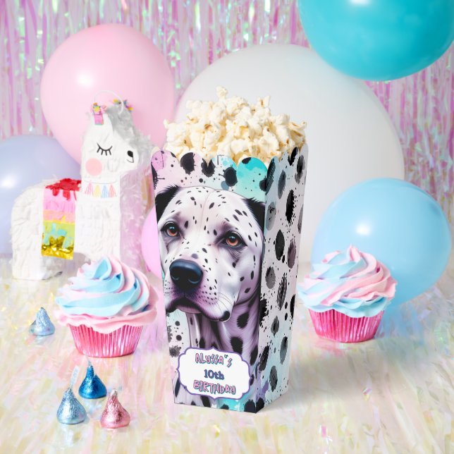 Dalmatian Dog Pink Purple Turquoise Birthday Favour Box (Party)