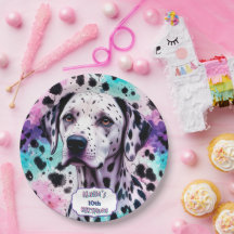 Dalmatian Dog Pink Purple Turquoise Birthday