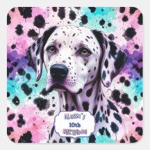 Dalmatian Dog Pink Purple Turquoise Birthday