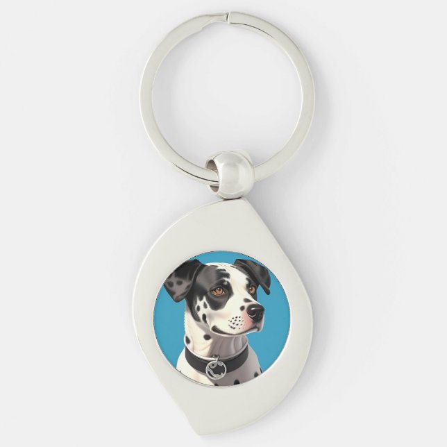 Dalmatian Dog Portrait Key Ring (Front)