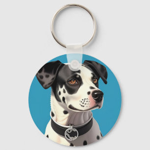 Dalmatian Dog Portrait Key Ring