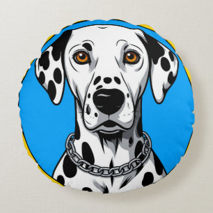 Dalmatian Dog Portrait Pet Lover Home Décor Gift Round Cushion