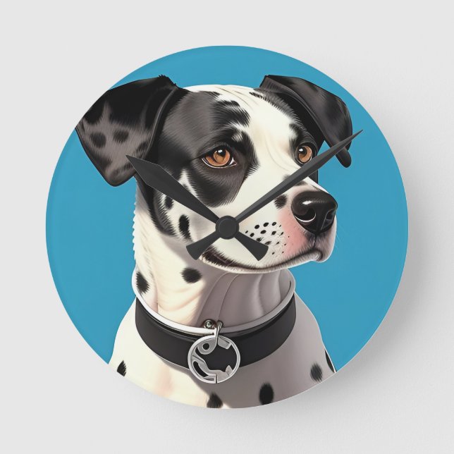 Dalmatian Dog Portrait Round Clock (Front)