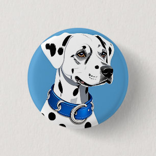 Dalmatian Dog Portrait With Blue Collar 3 Cm Round Badge