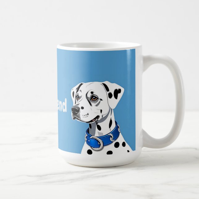 Dalmatian Dog Portrait With Blue Collar Coffee Mug (Right)