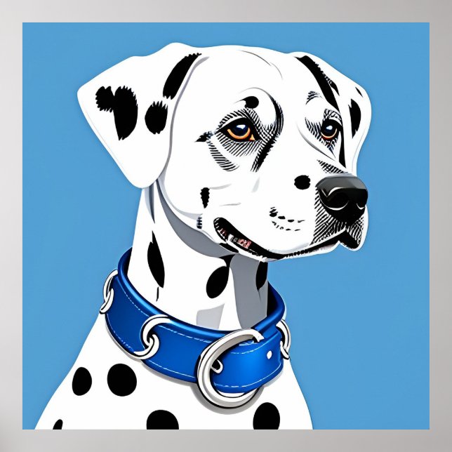 Dalmatian Dog Portrait With Blue Collar Poster (Front)