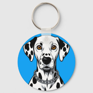 Dalmatian Dog Portrait with Vibrant Background Key Ring
