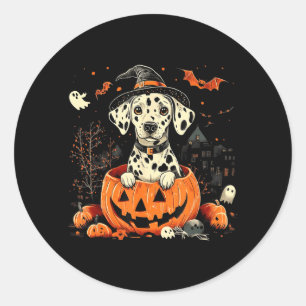 Dalmatian Dog Pumpkin Halloween Thanksgiving Men Classic Round Sticker