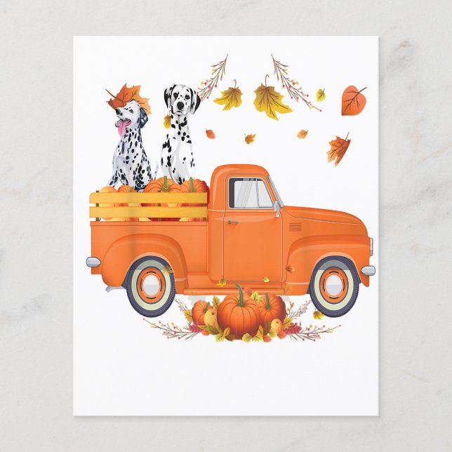 Dalmatian Dog Pumpkin Truck Fall Leaf Thanksgiving Flyer (Front)