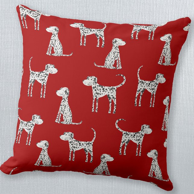Dalmatian Dog Red Cushion (Fun Dalmatian dog red pillow)