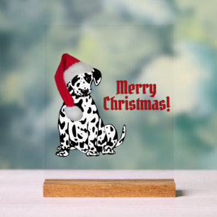 Dalmatian Dog Red Stocking Cap Merry Christmas Acrylic Sign