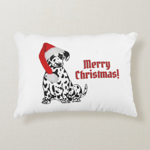 Dalmatian Dog Red Stocking Cap Merry Christmas Decorative Cushion