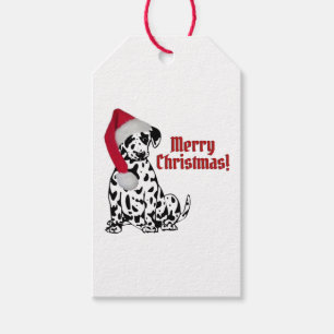 Dalmatian Dog Red Stocking Cap Merry Christmas Gift Tags