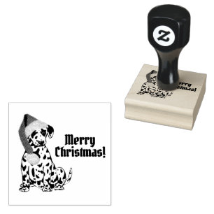 Dalmatian Dog Red Stocking Cap Merry Christmas Rubber Stamp