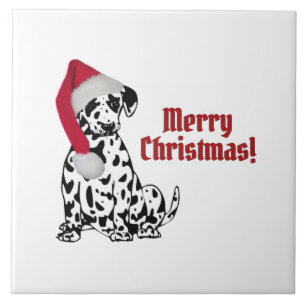 Dalmatian Dog Red Stocking Cap Merry Christmas Tile