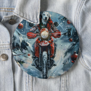 Dalmatian Dog Riding Motorcycle Christmas 6 Cm Round Badge