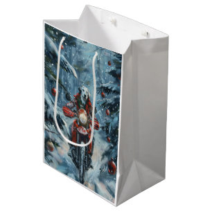 Dalmatian Dog Riding Motorcycle Christmas Medium Gift Bag