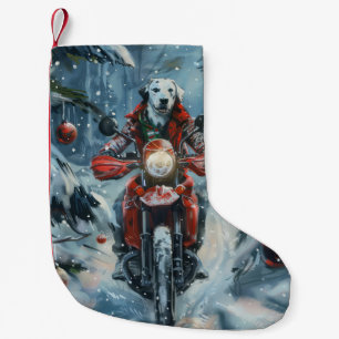 Dalmatian Dog Riding Motorcycle Christmas Small Christmas Stocking