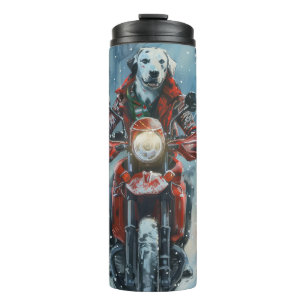 Dalmatian Dog Riding Motorcycle Christmas Thermal Tumbler