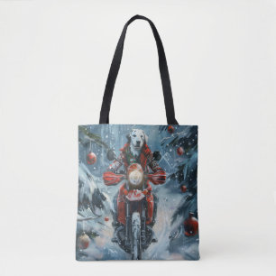 Dalmatian Dog Riding Motorcycle Christmas Tote Bag