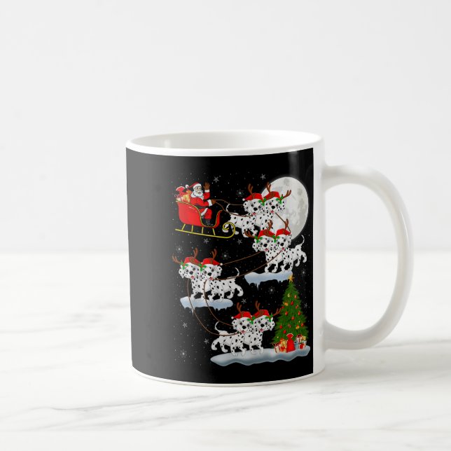 Dalmatian Dog Santa Sleigh Flying Funny Magical Ch Coffee Mug (Right)