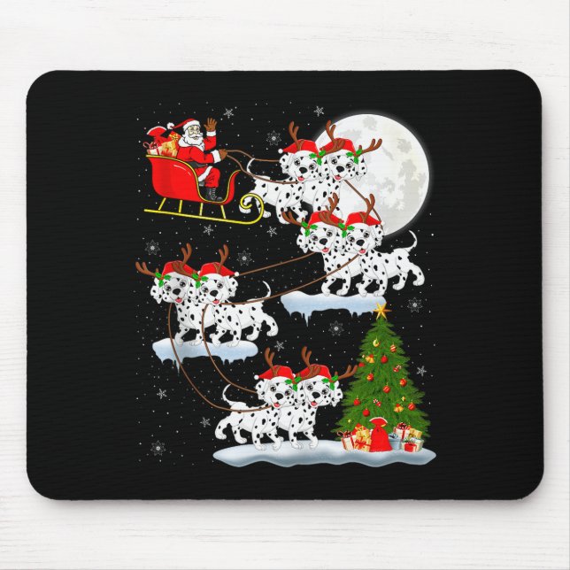 Dalmatian Dog Santa Sleigh Flying Funny Magical Ch Mouse Mat (Front)