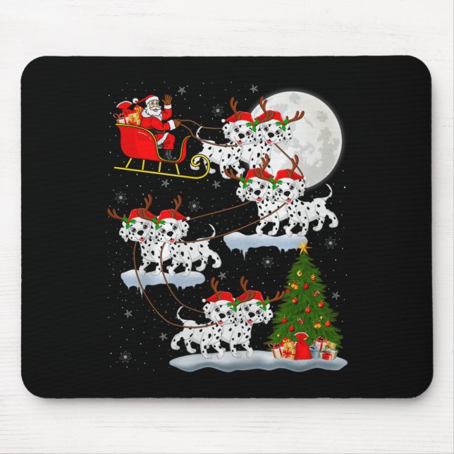 Dalmatian Dog Santa Sleigh Flying Funny Magical Ch Mouse Mat (Front)